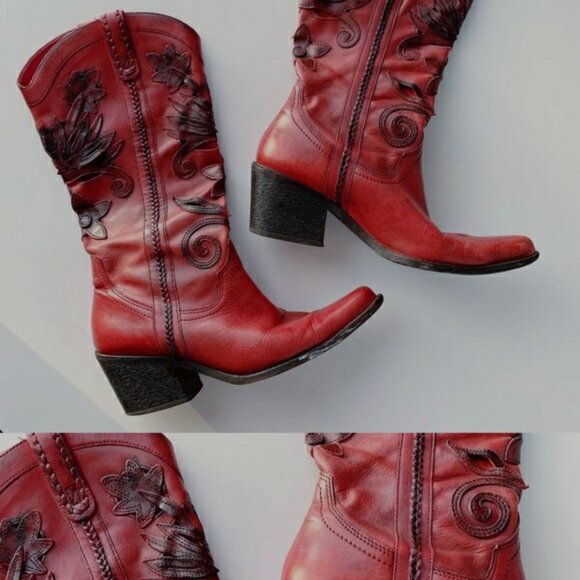 Red Carlos Santana Slinger Cowboy Boots size 7 - Picture 3 of 11